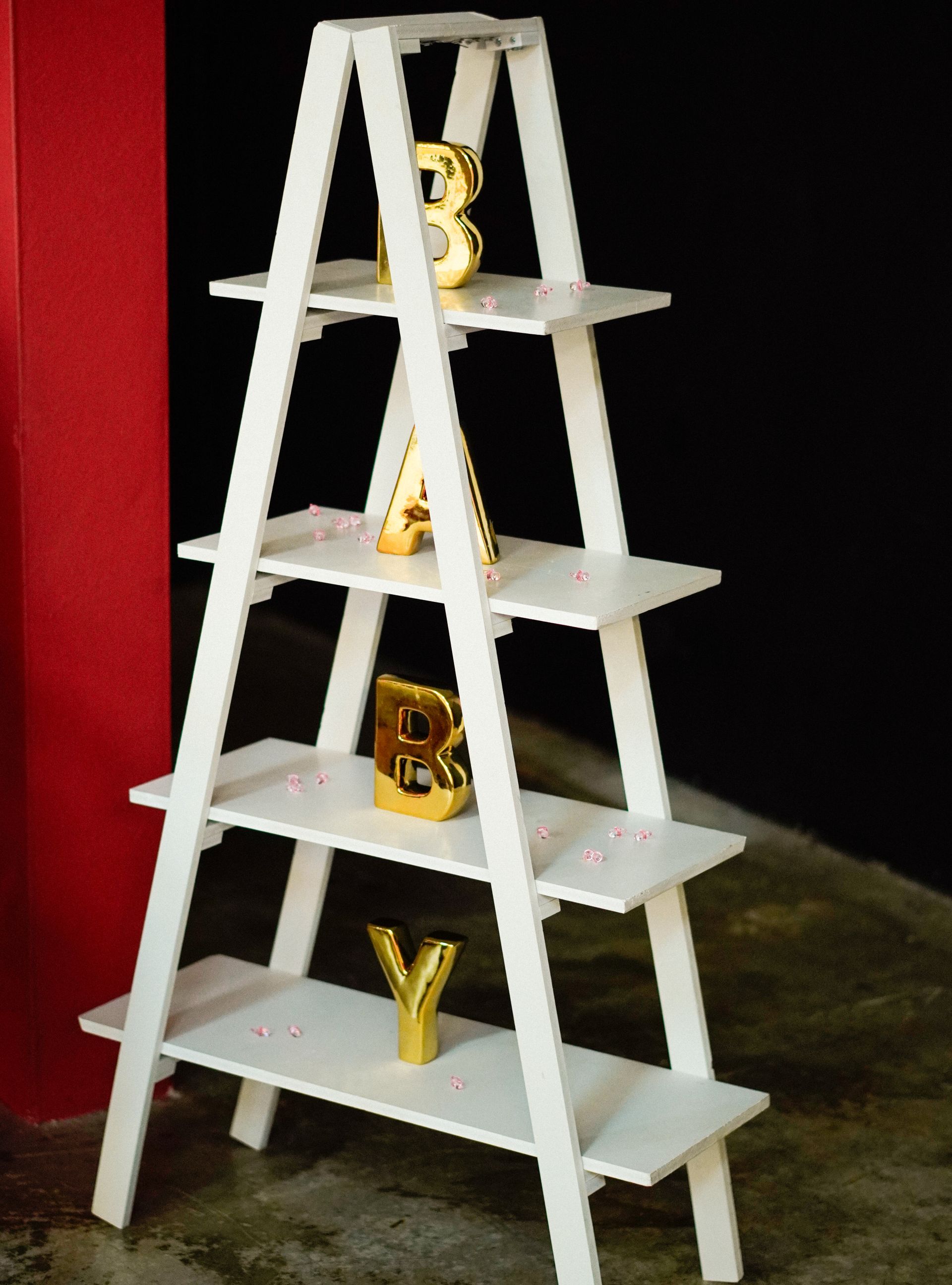 Elegant baby shower gold letter decor