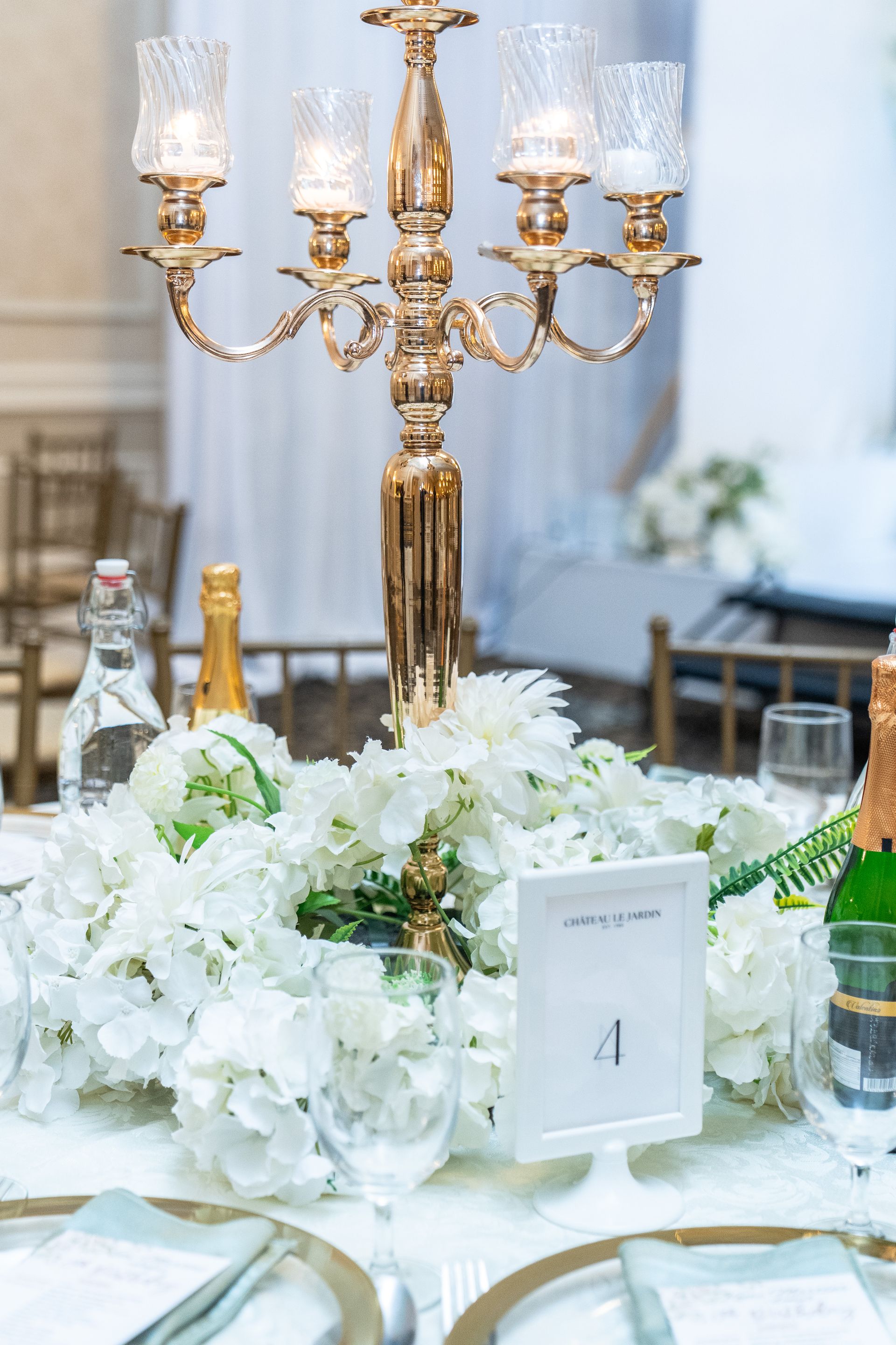 Elegant wedding table setting with candelabra