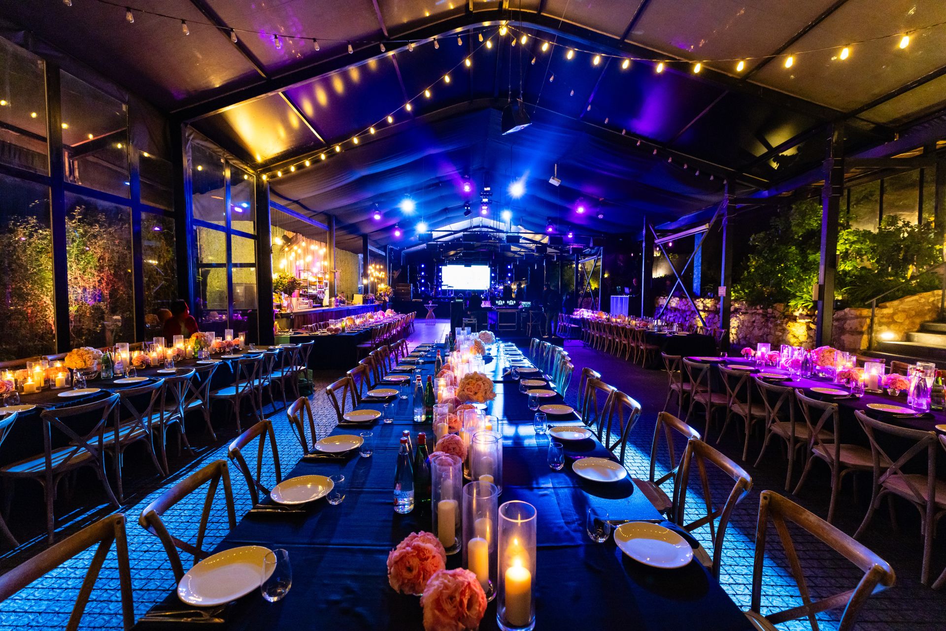 Elegant event venue with ambient lighting